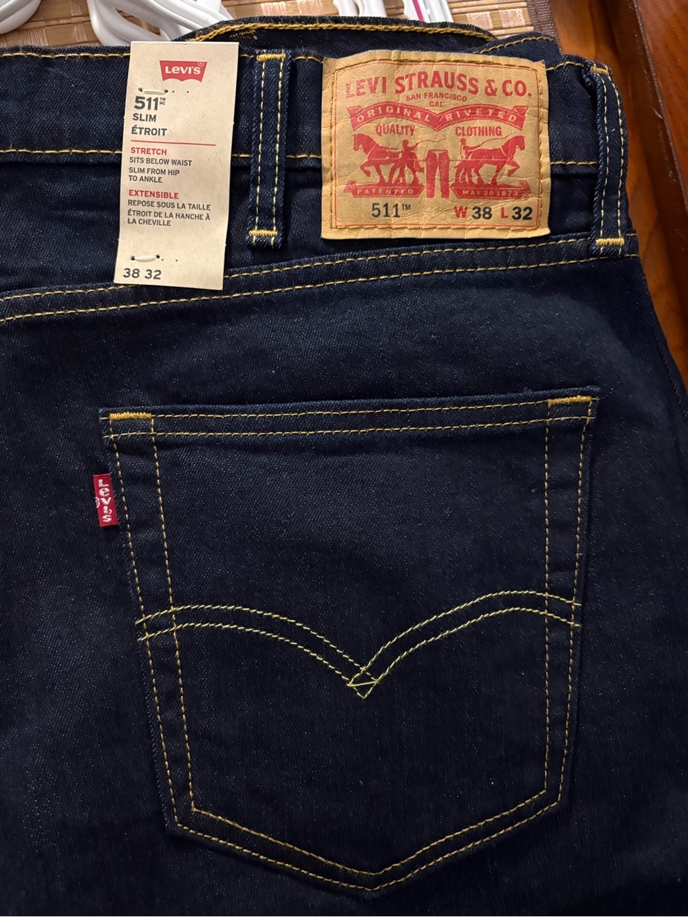 Levi's 511 Slim Men's Jeans — Deep Indigo with Yellow Stitching